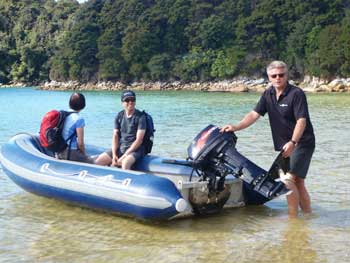 Boat transfer from the beach to your floating backpackers